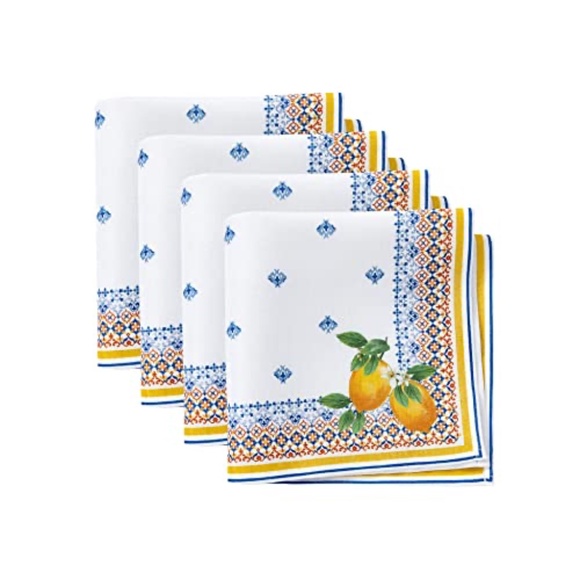 Capri Lemon Double Border Cloth Napkin Set – Set of 4 – NWT - Picture 1 of 1